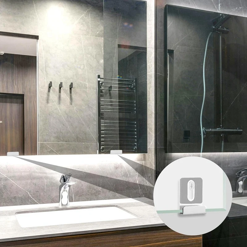 8Pcs Metal Mirror Holder Kit, Mirror Clips With Screws Rubber Pads Mirror Hooks Heavy Duty Mirror Hanger Hardware