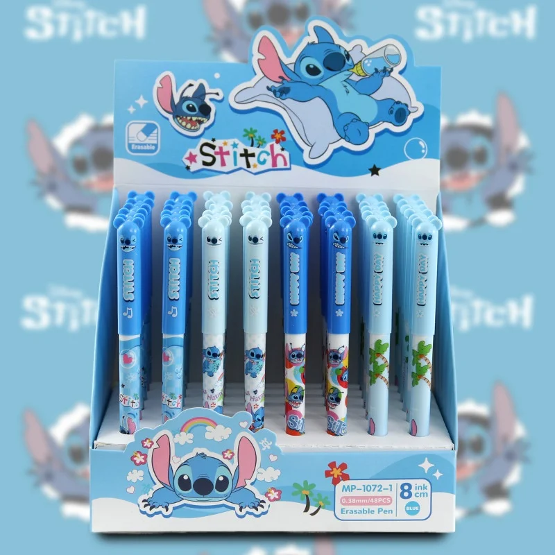 

48 шт./лот Kawaii Disney Stitch стираемые гелевые ручки для письма Kawaii 0,5 мм нейтральная ручка с синими чернилами детский подарок офисные школьные принадлежности
