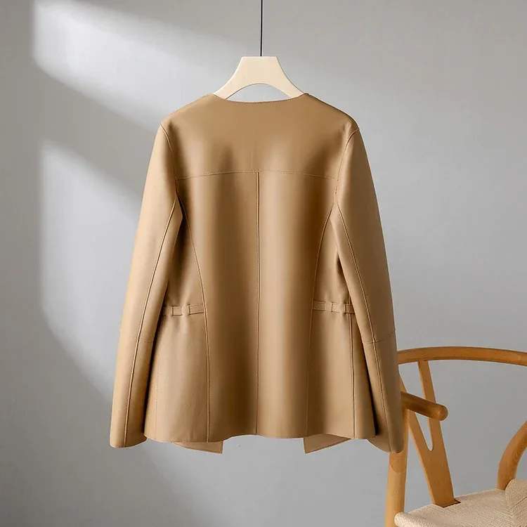 Takiyane – veste en peau de mouton véritable pour femme, nouveauté printemps-automne 2023, élégante, Slim, en cuir véritable, manteaux à lacets, à la mode