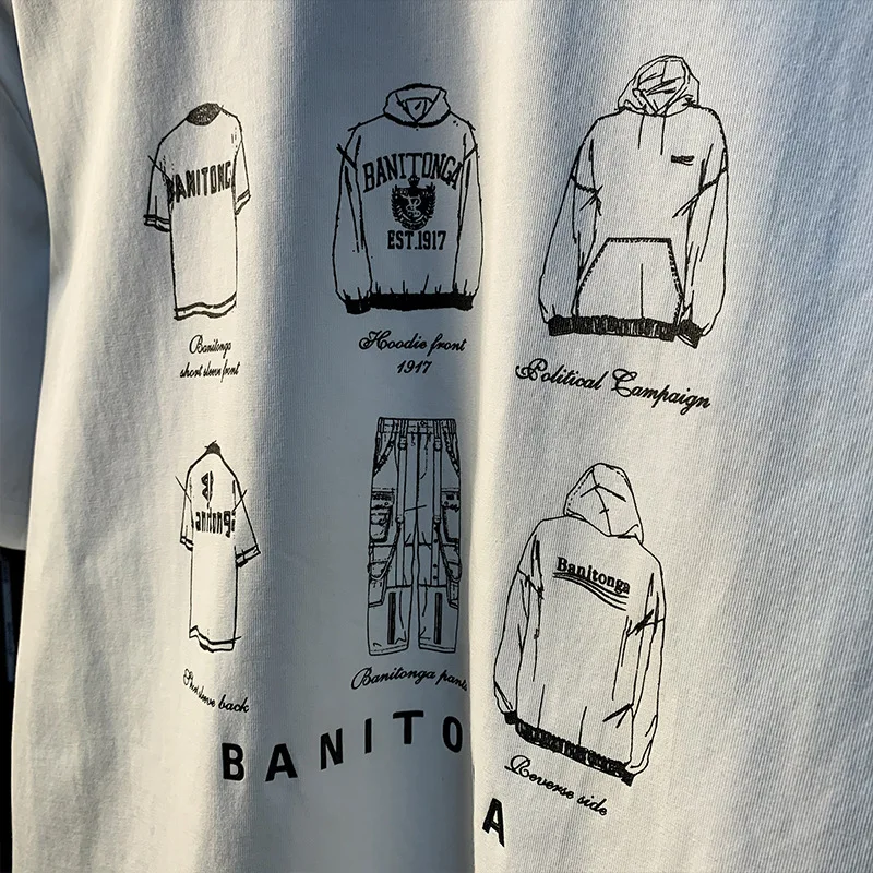 تي شيرت صيفي كاجوال للرجال بطباعة إبداعية، فضفاض ورقيق، ملابس عصرية على الطراز الكوري المسامي، بلوزة بأكمام قصيرة