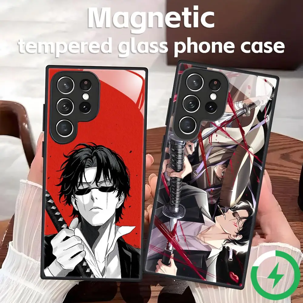 kagurabachi Phone Case For Samsung S26 S25 S24 S23 S22 S21 S20 Plus Ultra Note20 Glass Magnetic Case