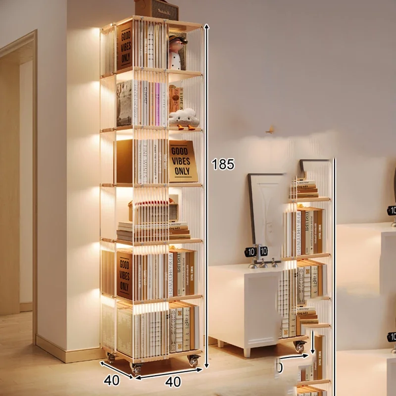 Estante para sala de estar, sofás, estantería, organizador de almacenamiento, Libros, estantería giratoria, vitrina, Estanteria, Libros, muebles de