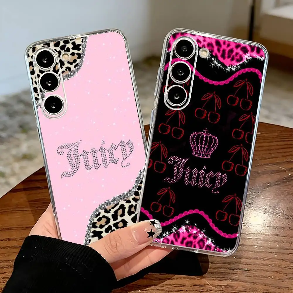 

Pink J-Juicy C-Couture Phone Case For Samsung Galaxy A71,A70,A52,A51,A40,A30 Transparent Cover