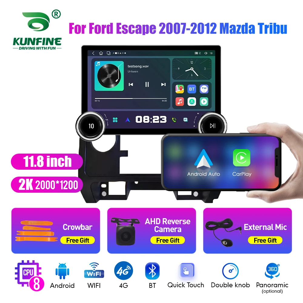 

11.8 Inch 2K Double Knobs 2 Din Car Radio For Honda Escape 2007-2012 Car Radio DVD Multimedia Video Player Android Auto Carplay