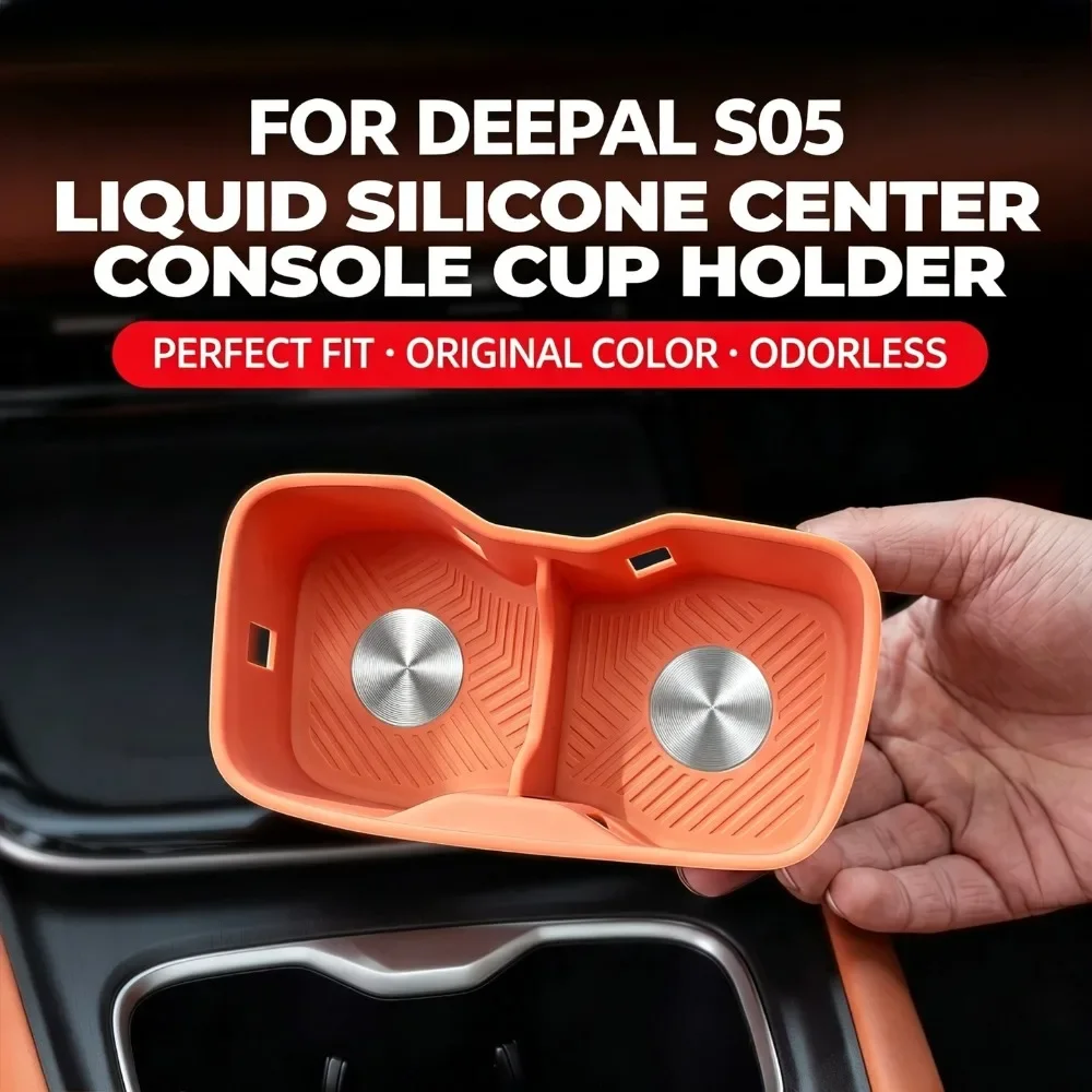 Car Center Console Silicone Water Cup Pad Waterproof Anti-Slip Drinks Holder Anti-skid Mats For Changan Deepal S05 2024-2026 detail image 1