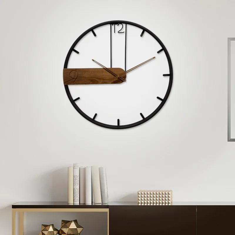 Simple Silent Wall Clock for Decoration, Art Clock for Restaurant, Sofa Background, Wooden Pointer, New