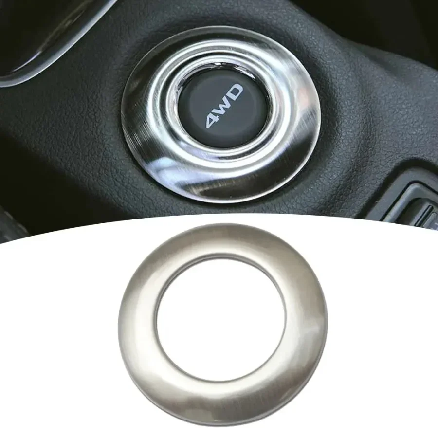 

4WD Car Button Decoration Ring 3D Stainless Steel Car-styling Interior Sticker for Mitsubishi Outlander 2013 2014 2015 2016
