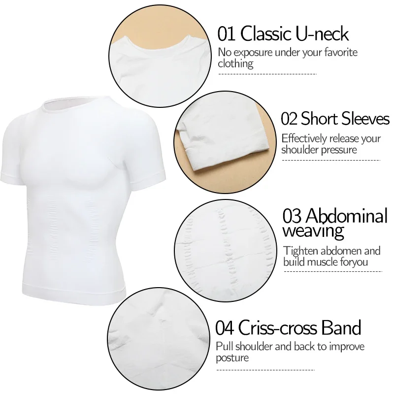 Men Weight Loss Shapewear T-Shirt Body Shaper Slimming Compression Shirts Gynecomastia Undershirt Waist Trainer Muscle Tank Tops image 5