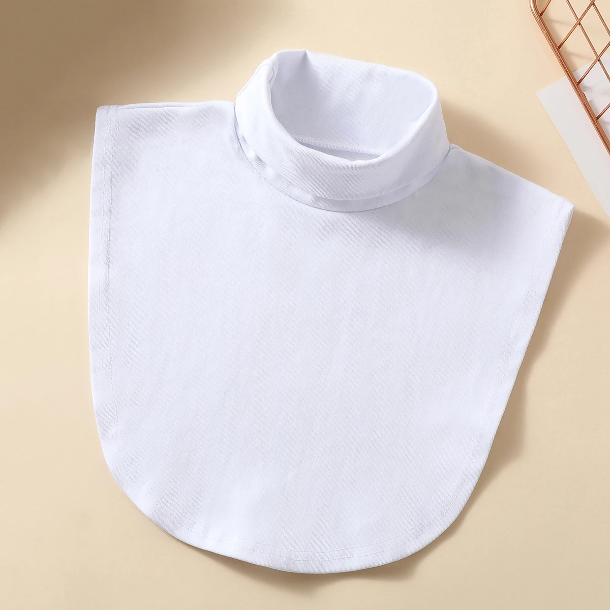 محبوك عالية الرقبة وهمية طوق المرأة المألوف ومتعددة الاستخدامات الدافئة حماية الرقبة وشاح مطاطا جيرسي الياقة المدورة #3