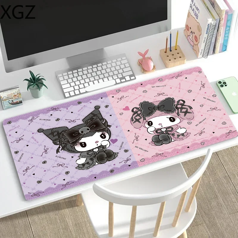 New 90X40CM cute anime mouse pad kawaii large desk mat anti-slip lock edge washable suitable for office and home e-sports