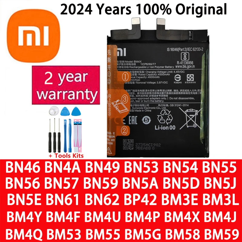 Original For Xiaomi Redmi Note A3 K30 K40 7 7A 8 8T 9 9T 9S 10 10T 10S 10X 11 11T 12 12T Lite POCO M2 F3 M3 X3 X4 X5 Pro Battery