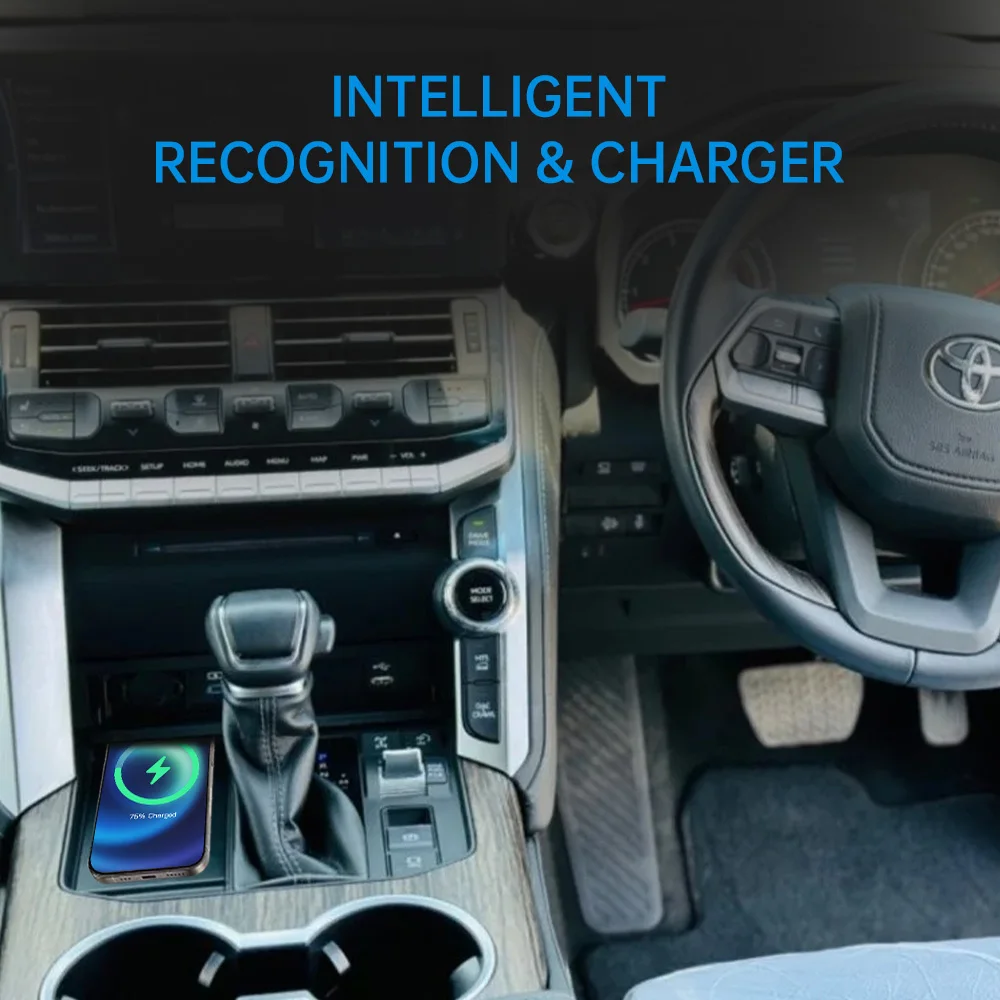 Mocendo Car Wireless Charger Phone Charger Charging Pad Plate Charging Holder for Toyota Land Cruiser 300 2021-2024 RHD