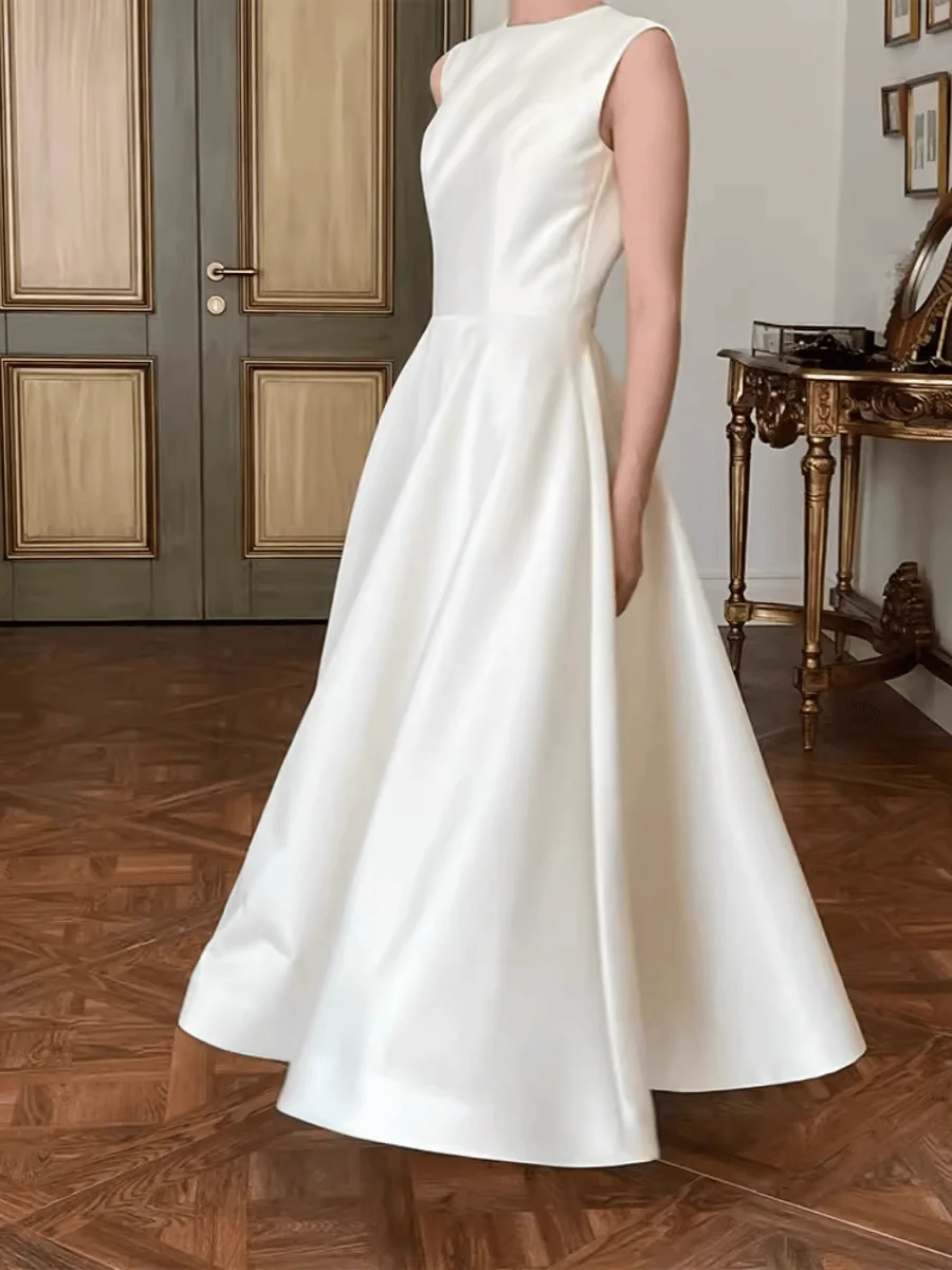 

Silk Satin Light Wedding Dr 2024 New Simple Bride Gown with Train for Wedding Par Korean Sle One oulder Long A-Line ...