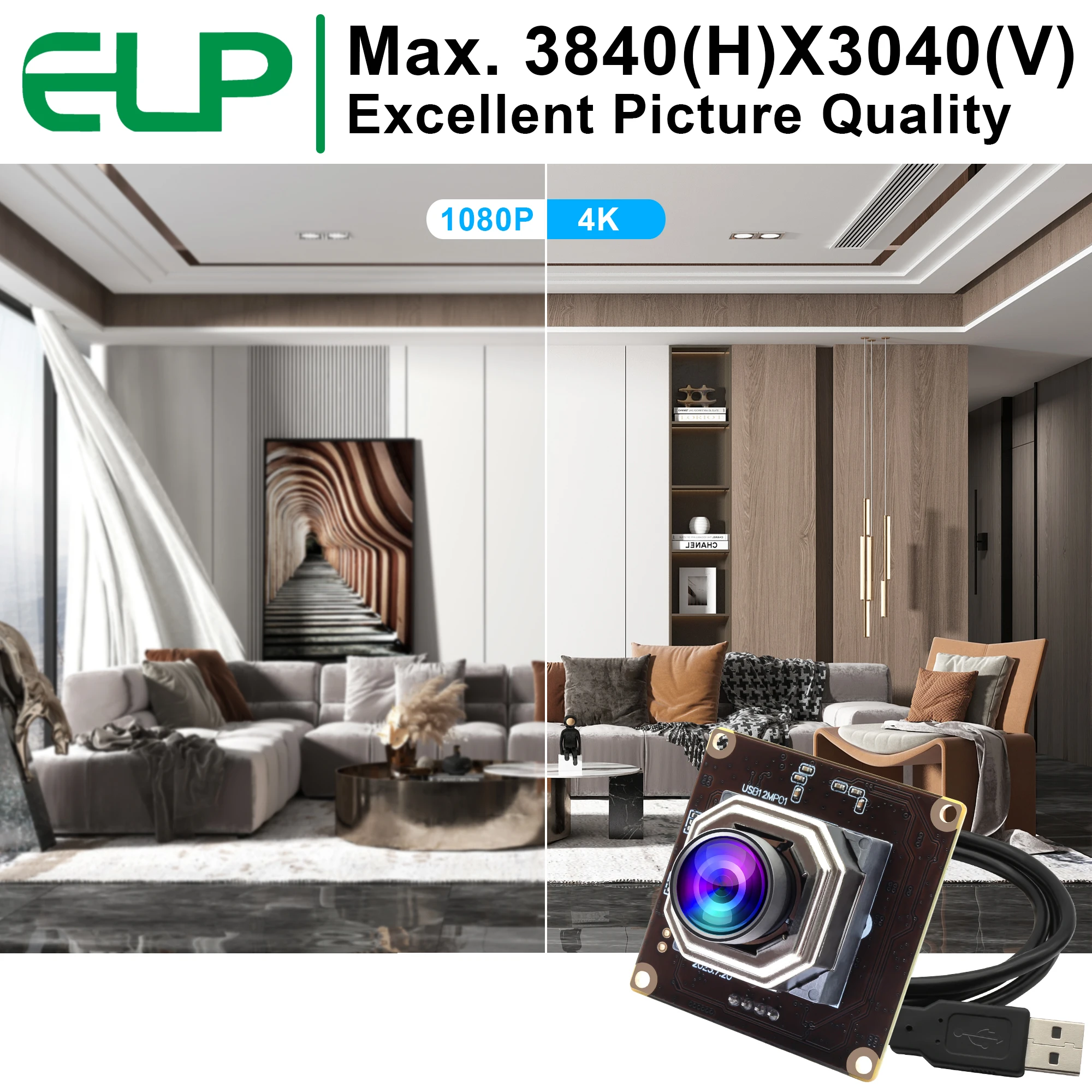 ELP 12MP التركيز التلقائي كاميرا ويب الكمبيوتر عالية السرعة 3840x3040P 20fps 2160P 30fps 1080P 120fps AF Mini UVC كاميرا بـ USB لرؤية الماكينة #4