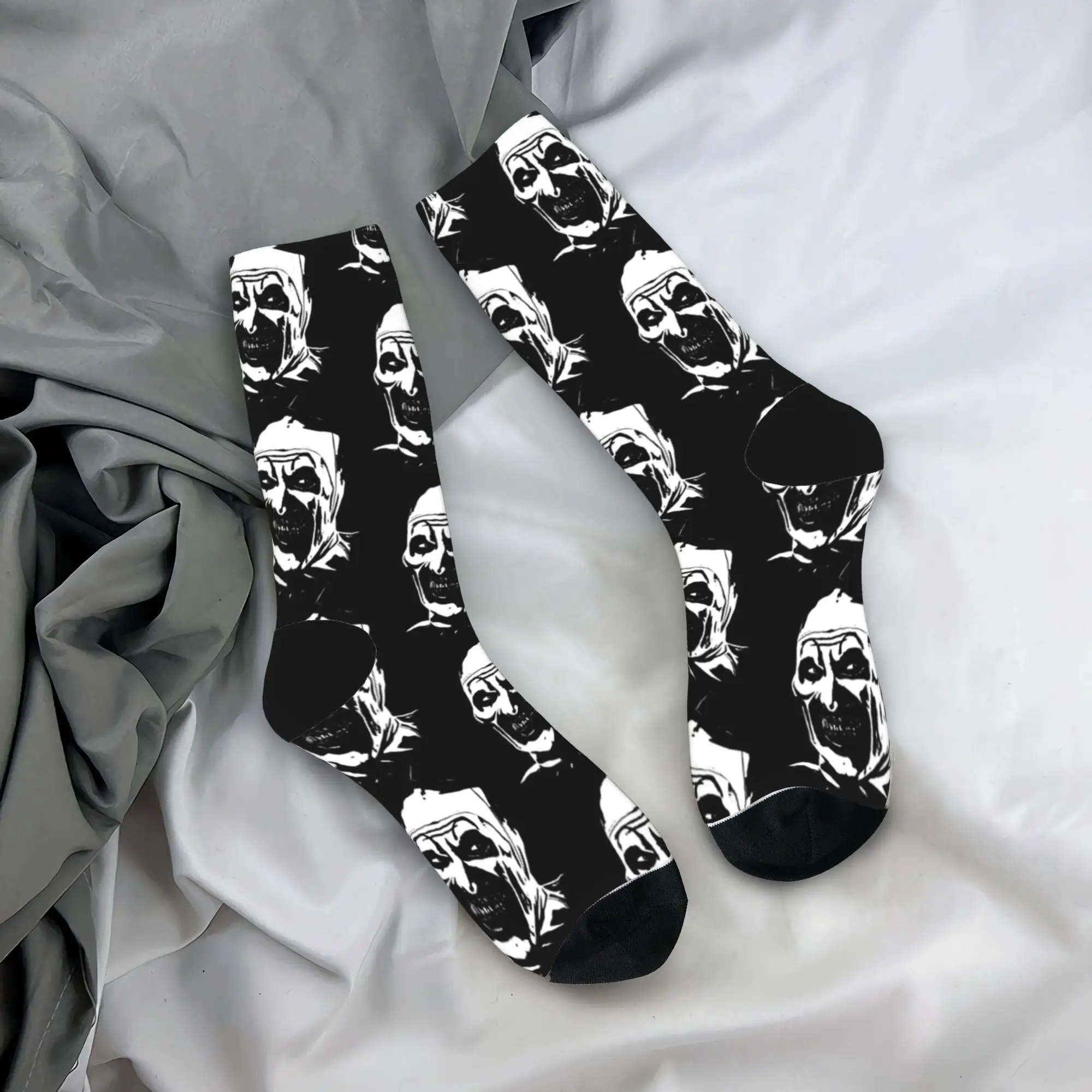 

Scary Clown Horror Terrifier Movies Socks Funny Stockings Autumn Anti Slip Men Socks Quality Graphic Running Sports Socks