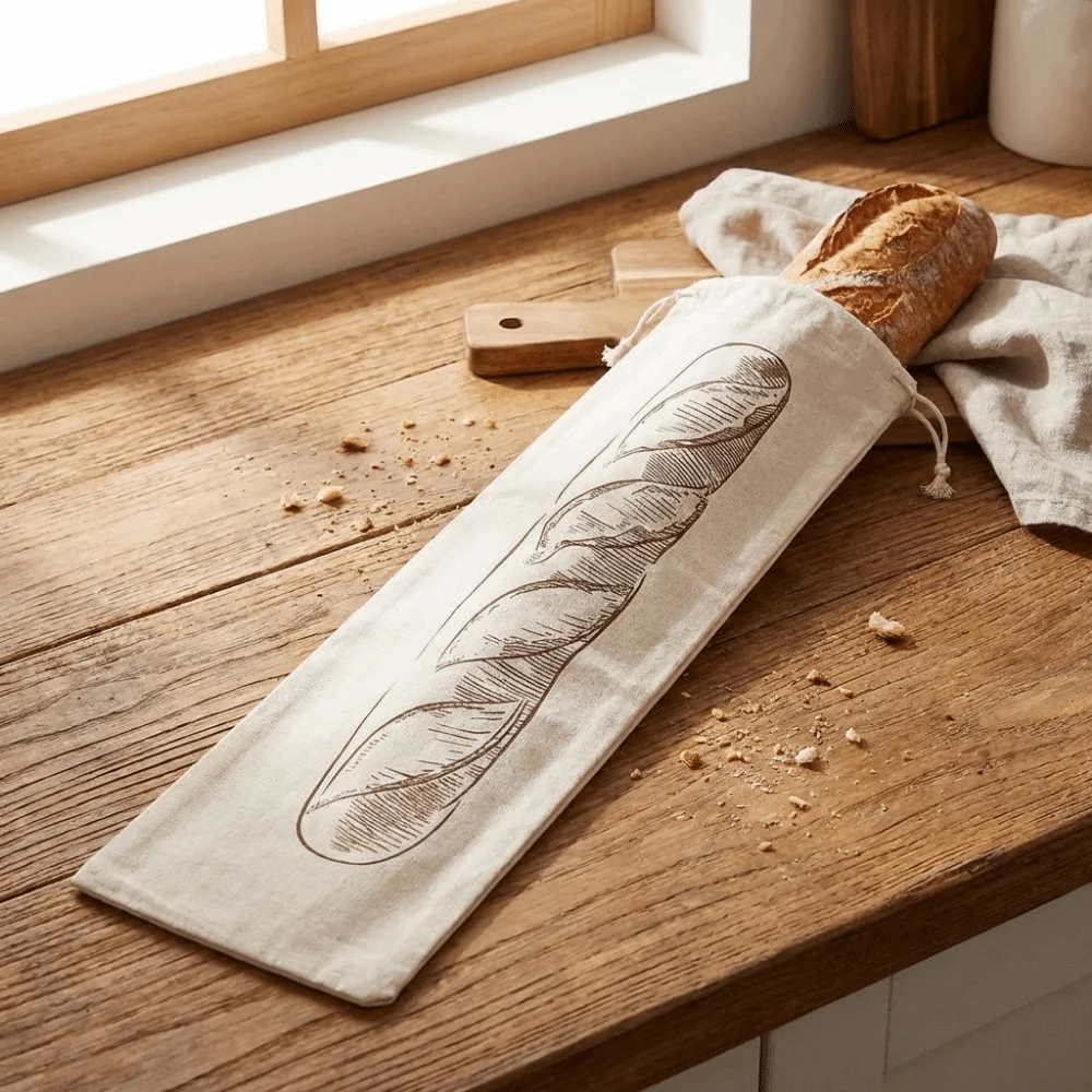2PCS Large Linen Bread Bag Fresh Keeping Reusable Drawstring Bread Bag Washable Eco Friendly Bread Storage Bags Toast