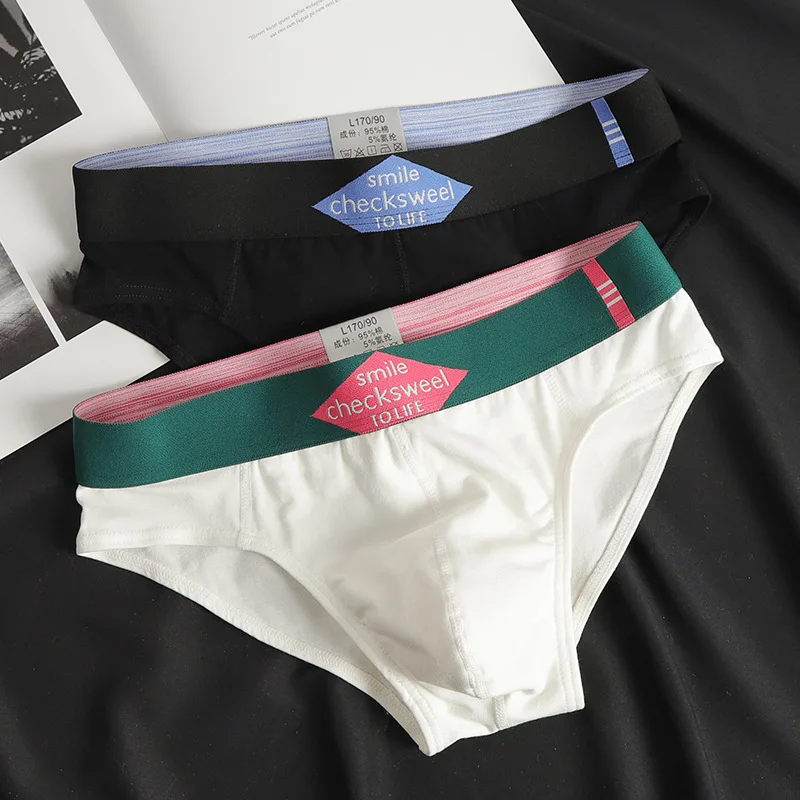 5 Pieces Men\'s Briefs Underpant Cotton Triangle Panties Summer Sports Personality Teenagers Loose Breathable Triangle Underwear