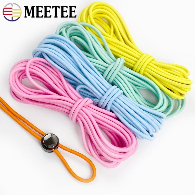 

5-30Meters 4mm Multicolor Elastic Band for HairBand Round Rubber Rope Garment Stretch Cords Tape Drawstring Sewing Accessories