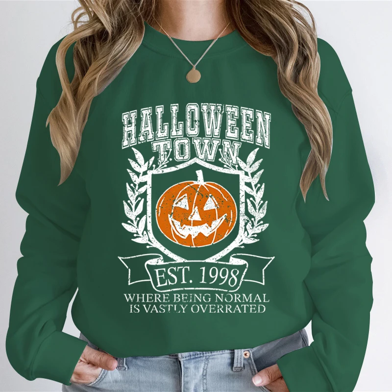 Halloween Town Essential Autumn Sweatshirt Women Pumpkin Halloween Vintage Style Hoodie Women Pumpkin Ghost Vintage Sweatshirts