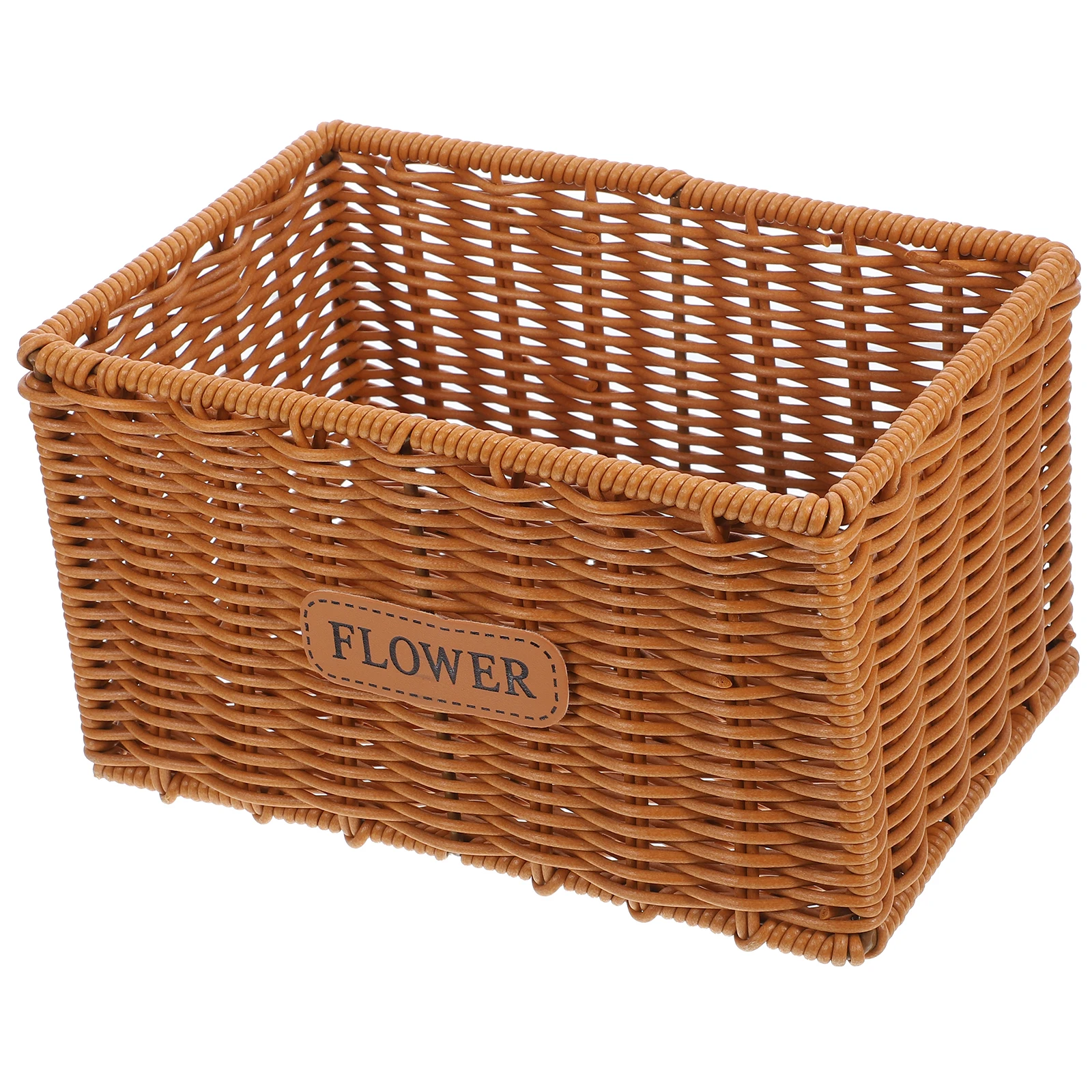 

Multi-Purpose Woven Storage Basket Imitation Rattan Flower Planter Rectangular Design for Plants Indoor Rustic Decorative