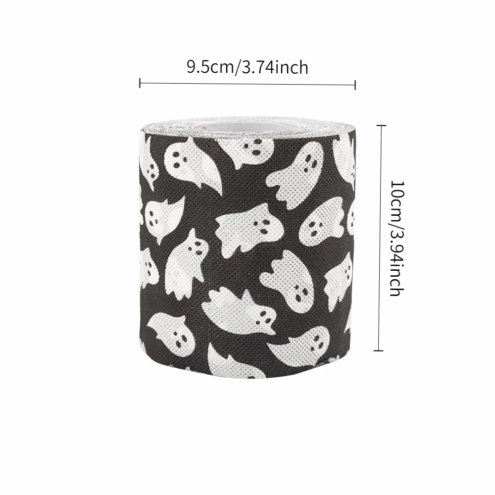 2Roll Ghost Halloween Themed Toilet Paper, High‑Quality Wood Pulp Funny Printed Tissue, Indoor Outdoor Holiday Decoration & Gif