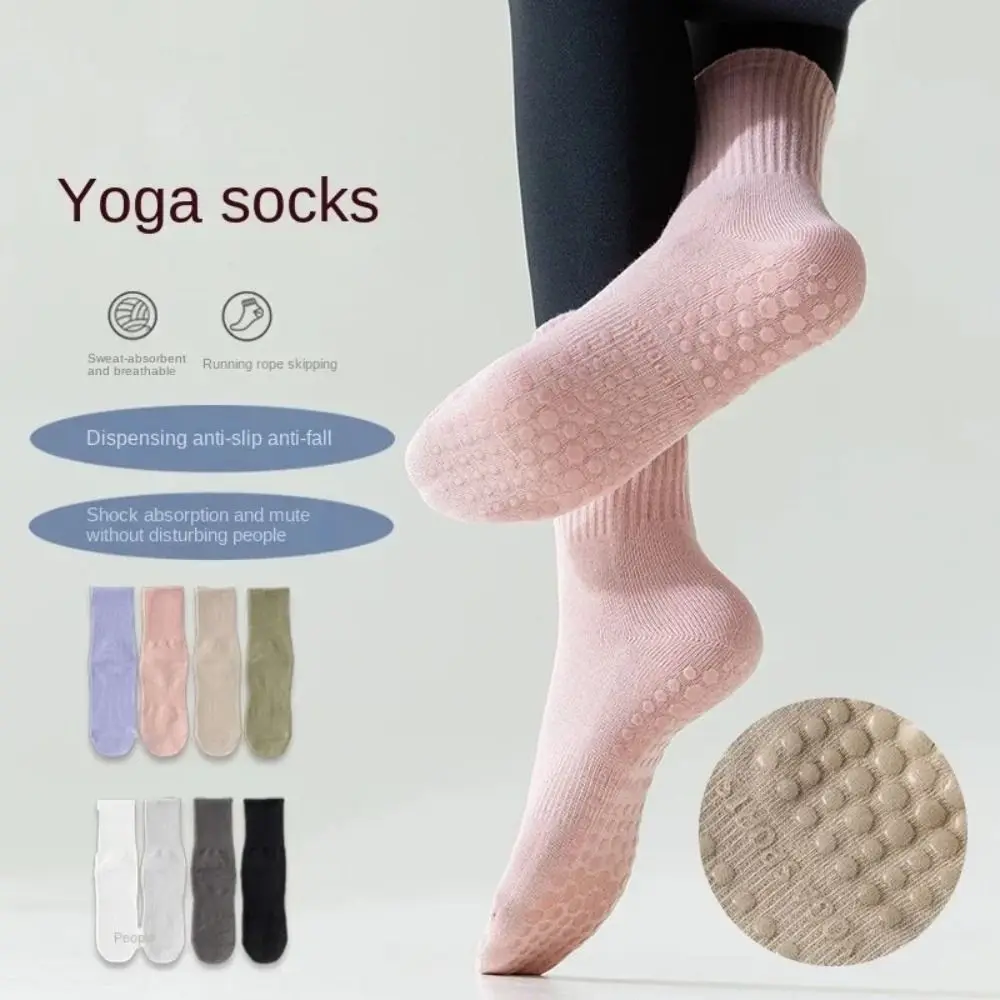 

Quality Mid Calf Yoga Socks Silicone Non-slip Breathable Pilates Socks Cotton Solid Color Fitness Socks Dance