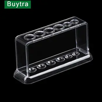 1PC z tworzywa sztucznego, przezroczysty stojak do rurek testowych 6 otwory stojak probówka laboratoryjna stojąca półka zaopatrzenie szkolne sprzęt laboratoryjny 16.7*8*3cm