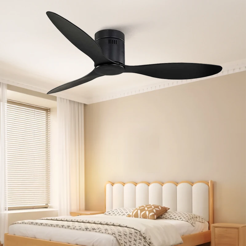 モダン装飾 52インチ 業務用 レトロ ブラック 静音 3枚プラスチック製羽根 DCリモコン付き 低騒音 シーリングライト ファン付き