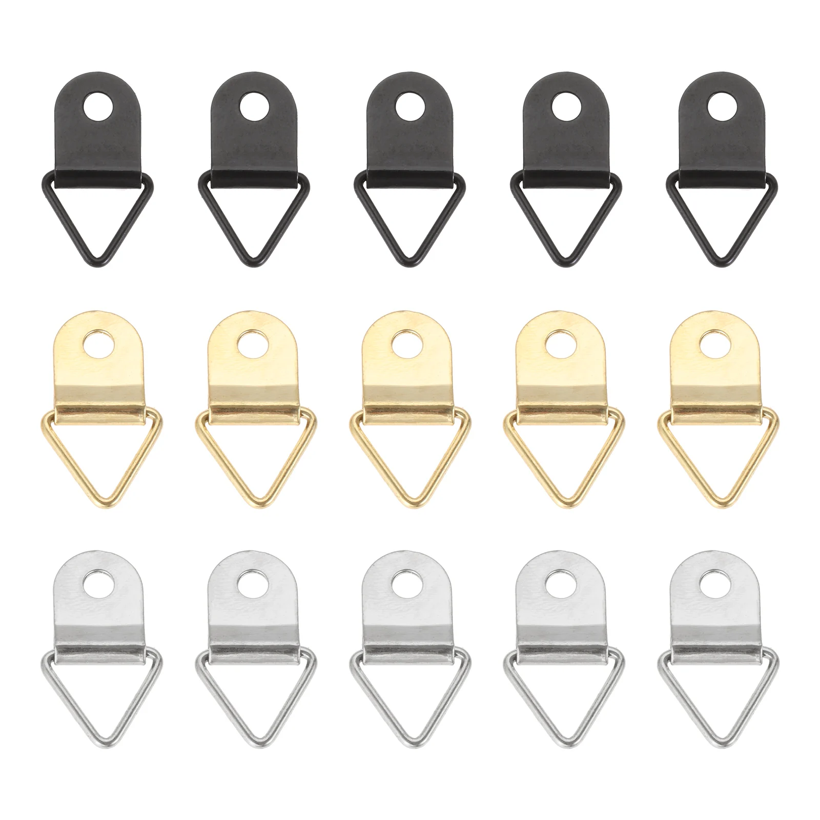 50pcs/kit Metal Picture Frame Hangers w/screw Photo Hanging Hook Triangle Ring Wall Mount Attached Nails Display Painting Decor