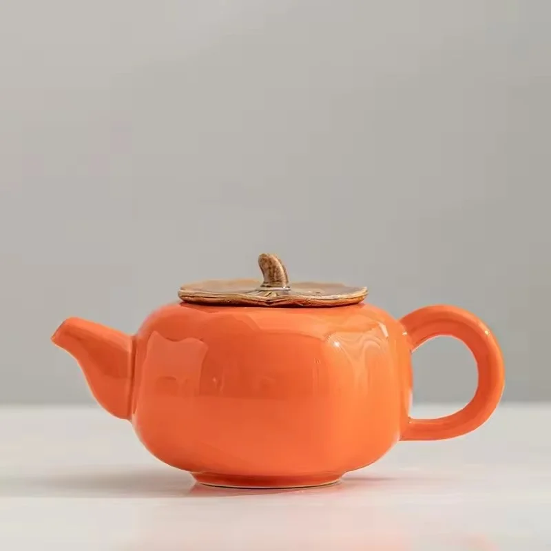 السفر الصيني الكونغ فو طقم شاي سيراميك 1 إبريق الشاي 4 فناجين الشاي حفل الشاي المحمولة البرسيمون شكل إبريق الشاي صندوق هدايا رائع