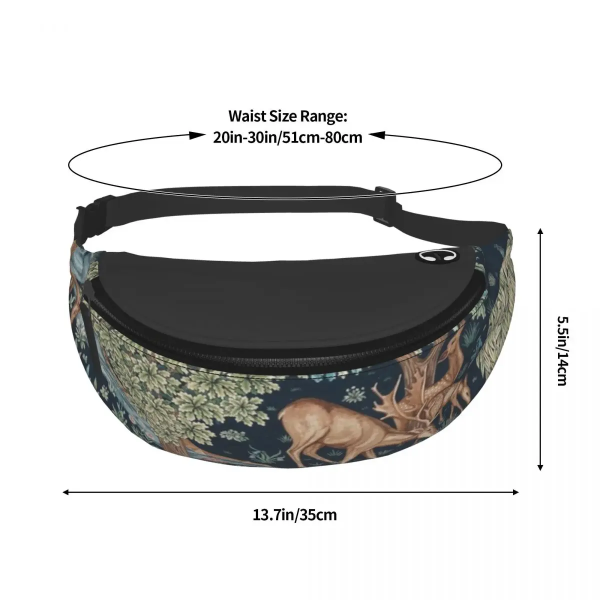 William Morris Deer Fanny Bag Custom Textile Pattern Crossbody Waist Pack Men Women Travel Hiking Phone Money Pouch