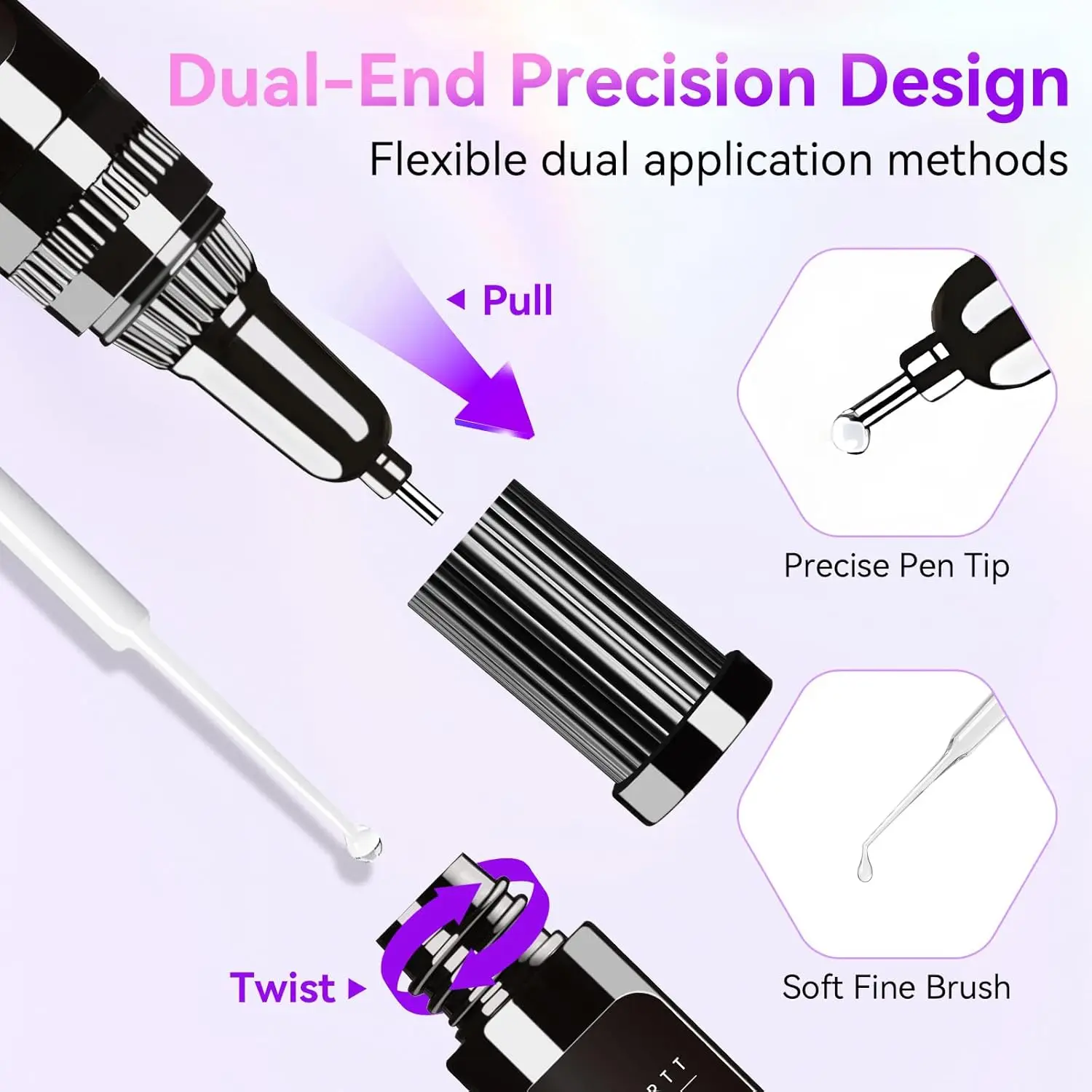 20PCS Colla per strass per unghie Gel con punta della penna a pennello Makartt Colla gel super forte adesiva precisa per ciondoli per unghie Unghie 3D in cristallo