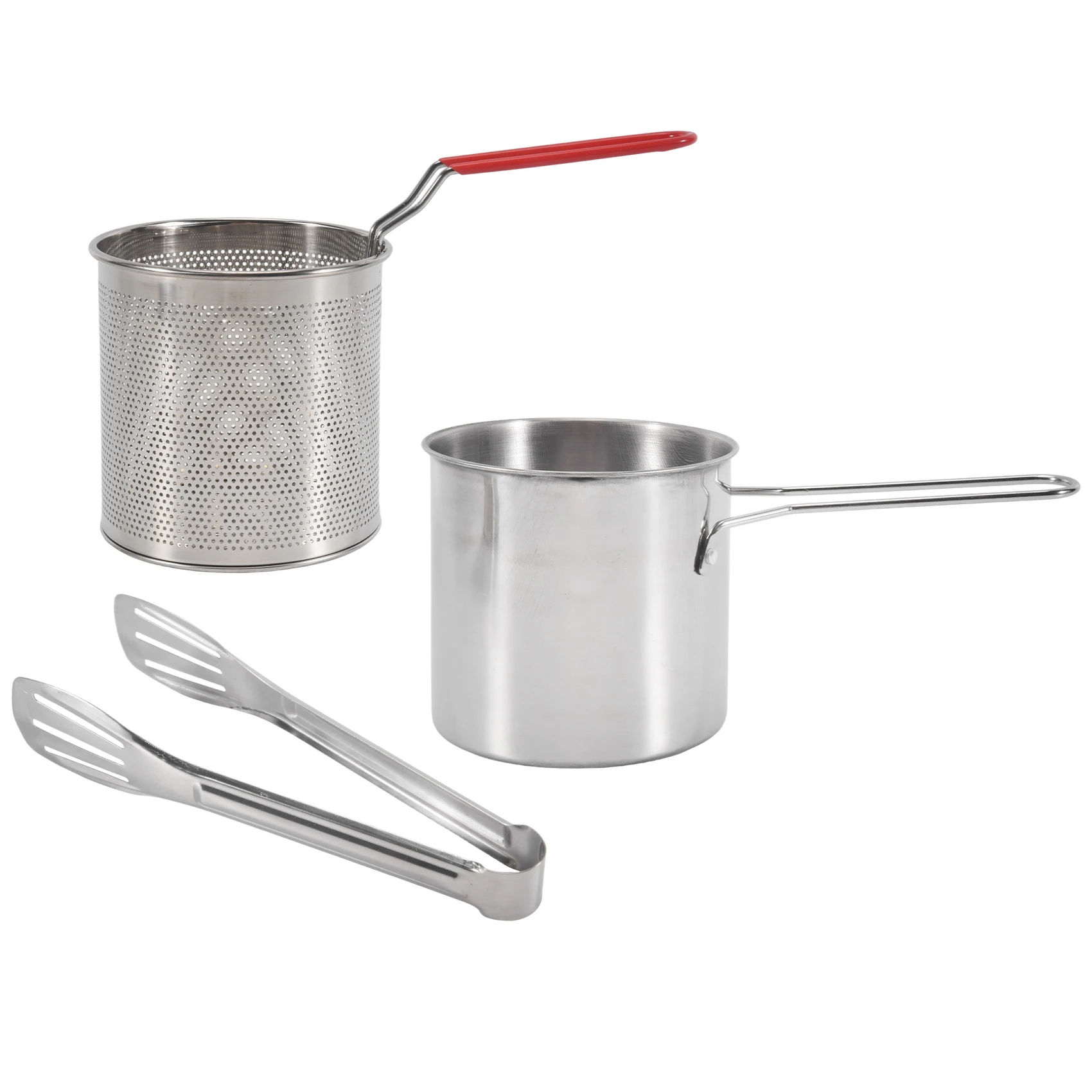 Deep Frying Pot Stainless Steel Frying Pot With Strainer Basket Tong For French Fries Chicken Highly Recommended