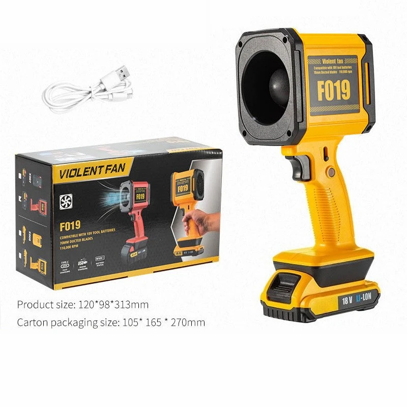F019 منفاخ نفاث محمول مروحة توربو عنيفة لبطارية ليثيوم 18 فولت مروحة يدوية لاسلكية 12 ورقة شفرة نفخ الثلوج غسيل السيارات