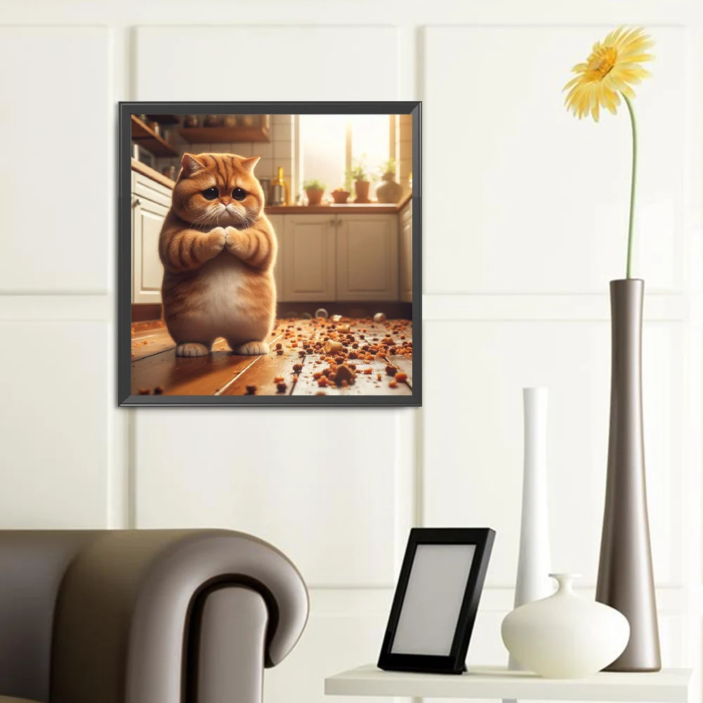 

5D DIY Full Round Drill Diamond Painting Cat Kit Home Decor Art Craft 40x40cm