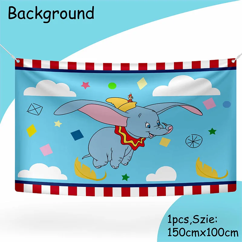 

MINISO Dumbo Birthday Party Supplies Disposable Tableware Set Cups Plates Cake Topper for Kids Baby Shower Party Decorations