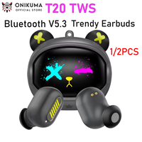 ONIKUMA T20 TWS Bluetooth Earbuds Rotating Flip-Top Design HiFi Stereo V5.3 in-Ear Earbuds Touch Control Mic Noise Reduction