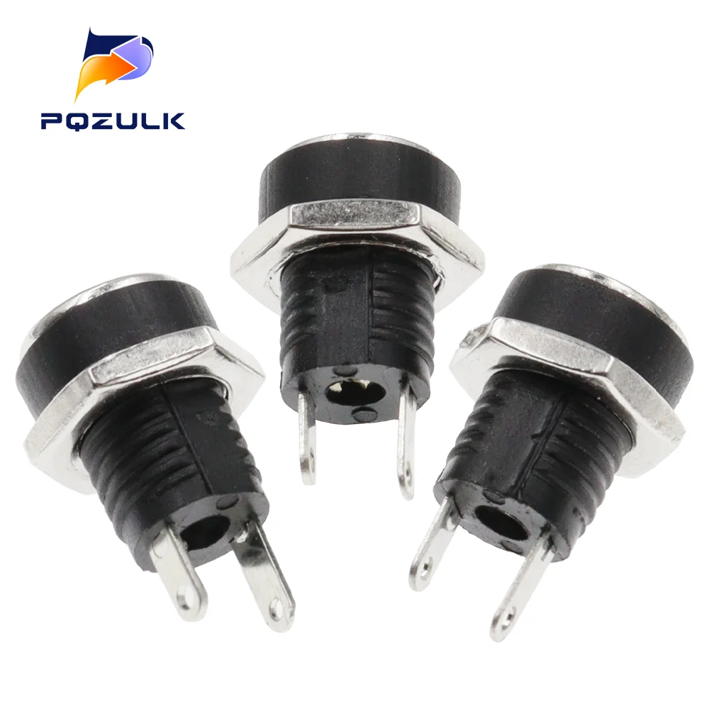 10PCS DC-022B All-CopperMaterial 5.5X2.1 DC Power Supply Jack Socket Female Panel Mount Connector 5.5X2.5MM 1.3 Waterproof Cap