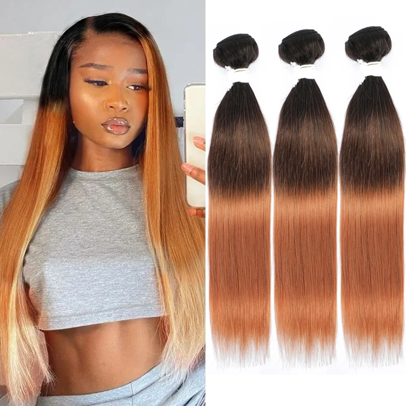 Straight Human Hair Bundles 1B/4/30 Ombre Brown Colored Human Hair Weave Bundles Brazilian Remy Hair Extension 1/3 PCS Cheap