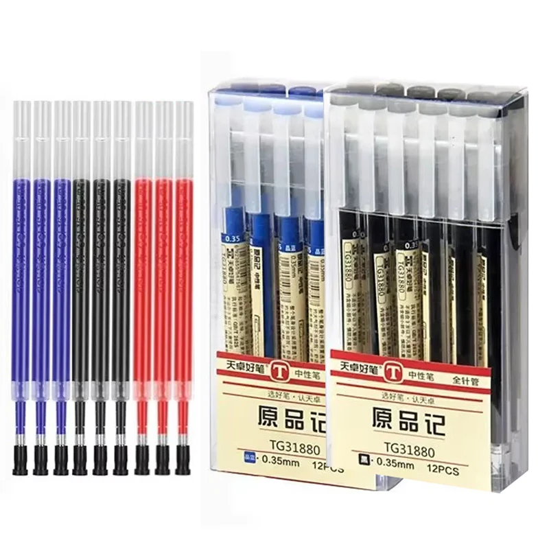 52/6Pcs 0.35mm Fine Gel Pen set Blue/Black Refills Rod for Marker Pens School Gelpen Office Student Writing Drawing Stationery