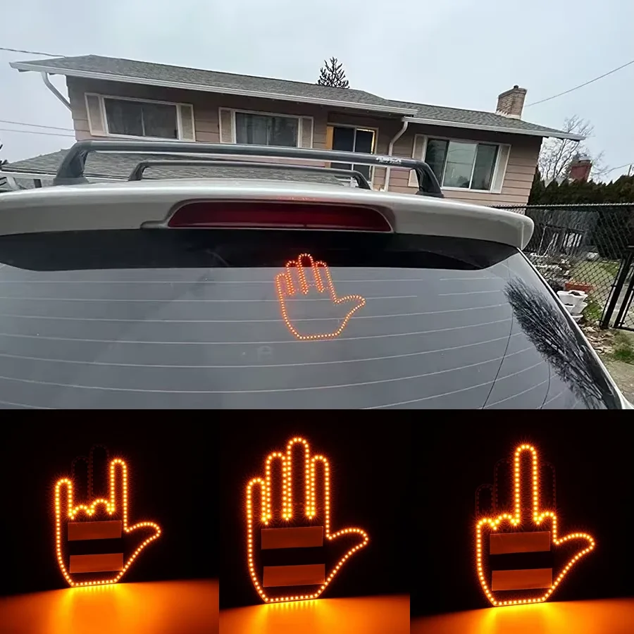 

New car palm LED light car SUV interior rear windshield LED amber middle finger warning light brake light accessories