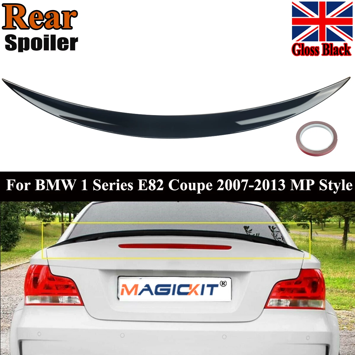 

MP Style Rear Trunk Spoiler Lip For 2007-2013 BMW 1-Series E82 128i 135i Coupe Glossy Black Rear Tail Wings Magickit