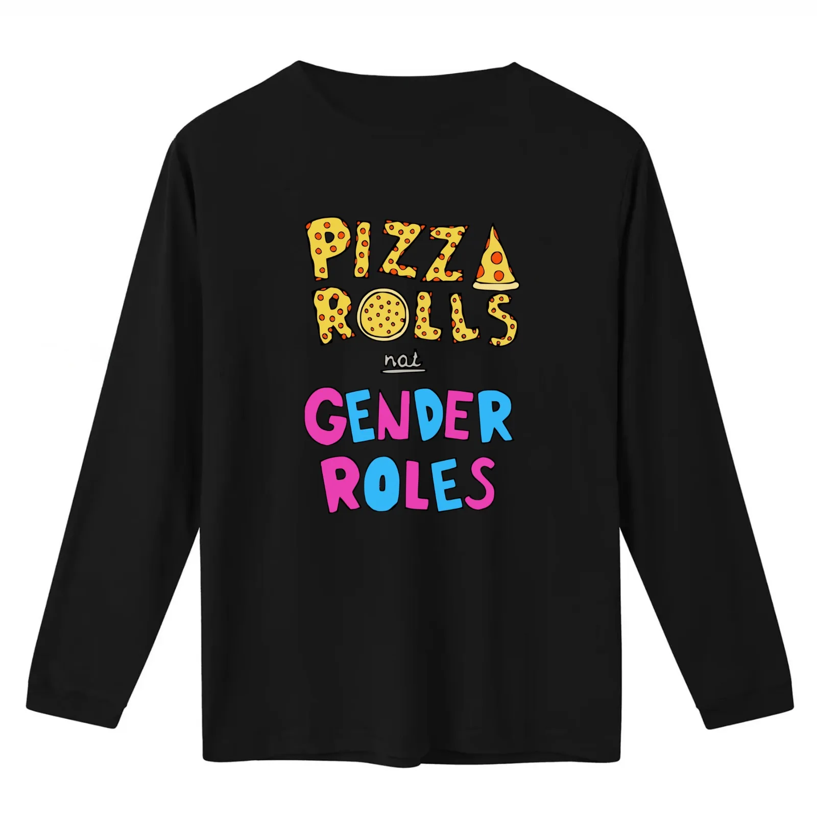 Pizza Rolls Not Gender Roles T-Shirt Summer Casual Cotton Tee Oversized Streetwear Tops Vintage Graphic Print 100% Cotton