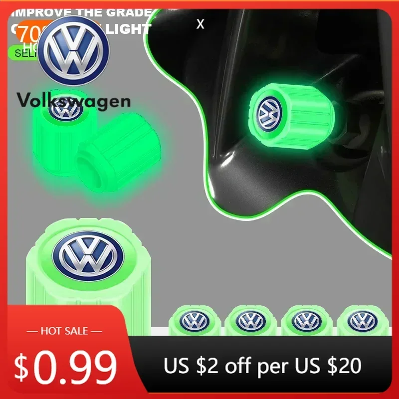 

For VOLKSWAGEN VW GTI B5 Cars 2025 Hot For Volkswagen Fluorescent Car Stem Caps Tire Valves Caps Stem Cover For Volkswagen Sagit