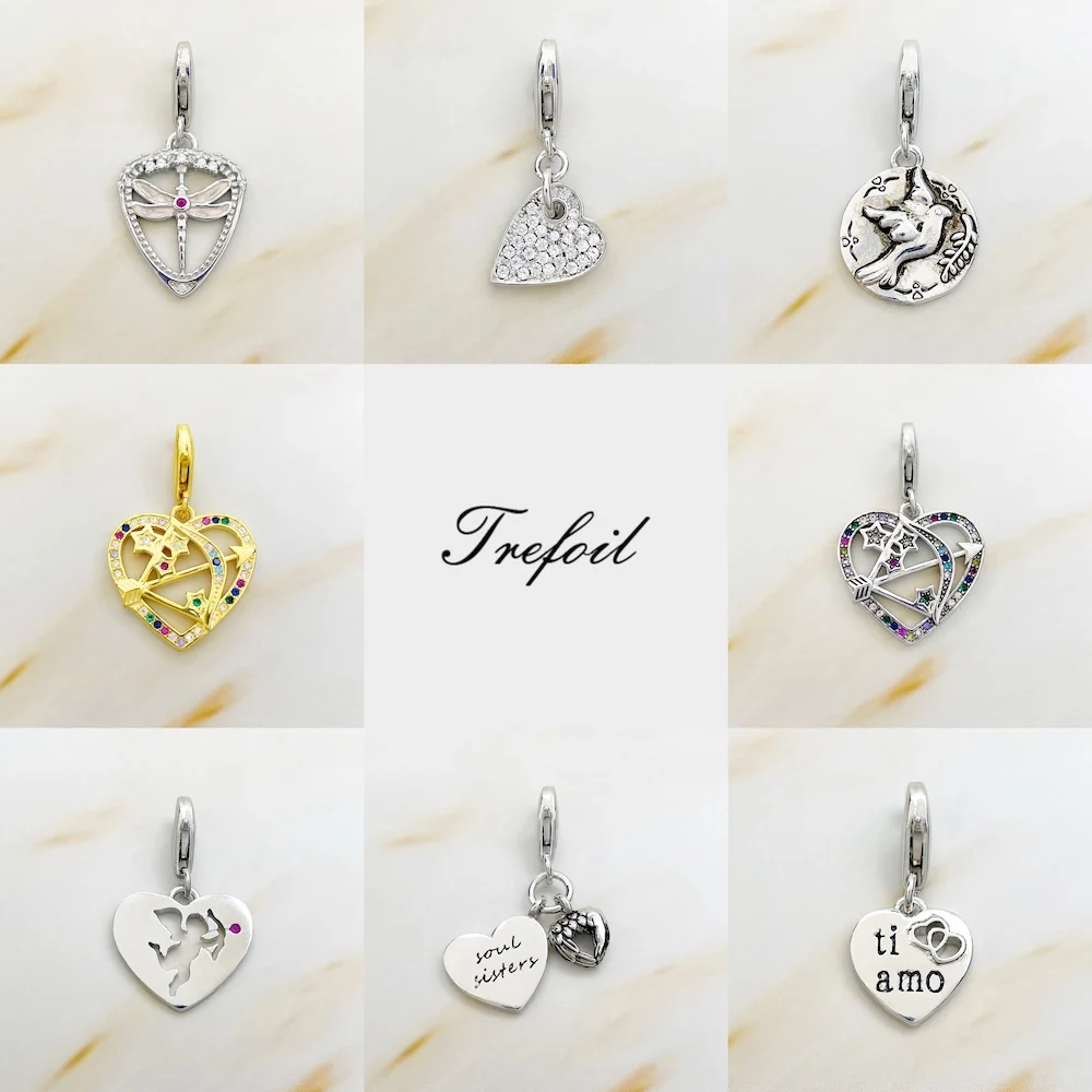 Charms Pendant Cupid Dragonfly Bow and Arrow Tiamo In Heart Dove Fit Bracelet 925 Sterling Silver Fine Jewelry Accessories