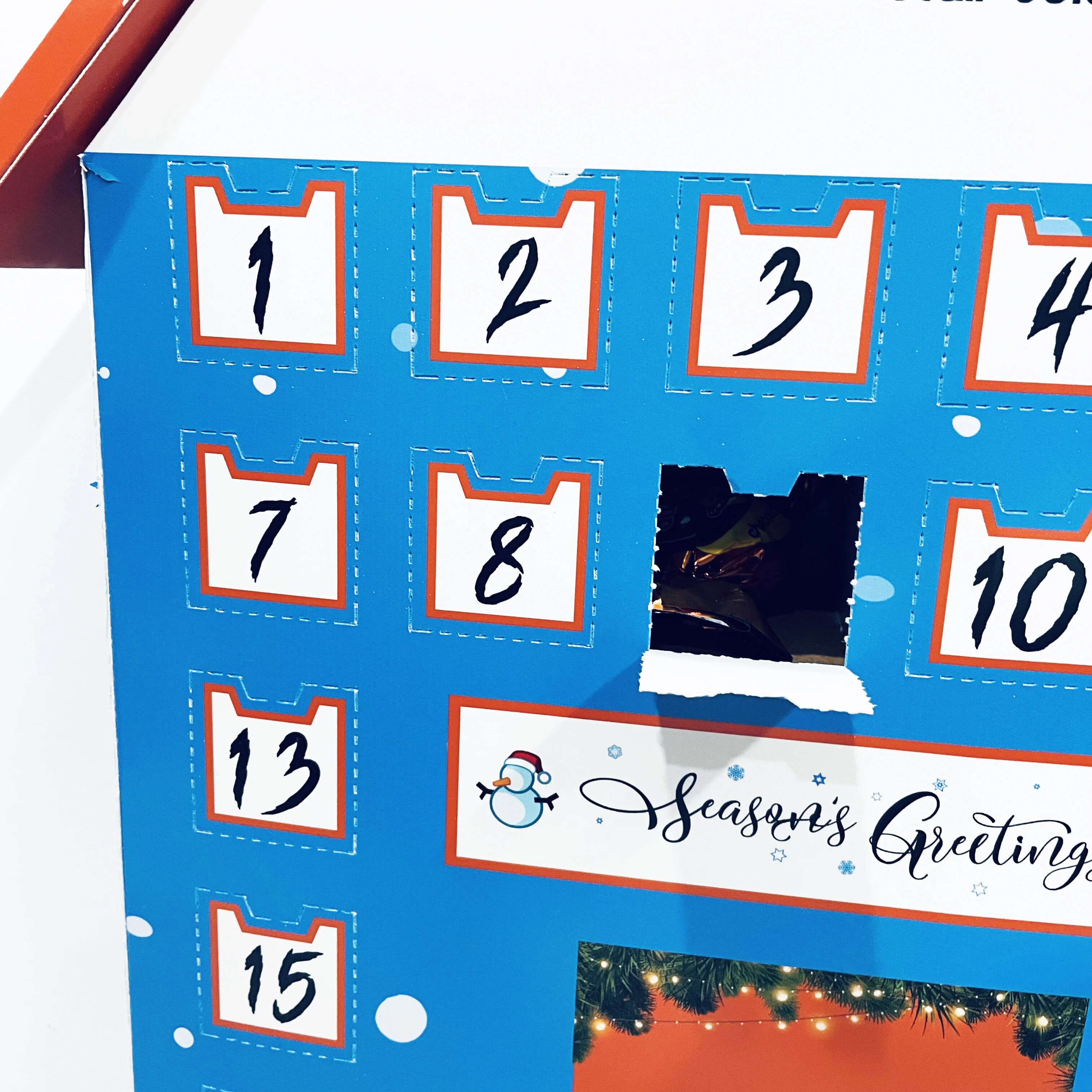 Customization.Christmas Advent Calendar Box for Chocolate New Design Paper House Calendar Advent Box