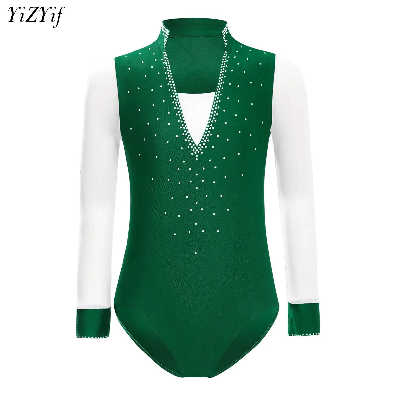

Kids Boys Gymnastics Bodysuit Tops Ballet Latin Dance Leotard Rhinestones Figure Skating Ballroom Samba Dancing Uniform Costume