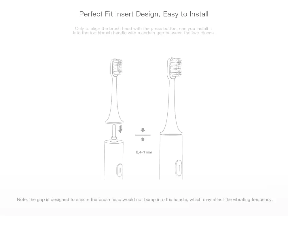3/6PCS Original Mijia T300 T500 Sonic Electric Toothbrush Head Teethbrush Replacement Heads Acoustic Oral Hygiene Clean image 5
