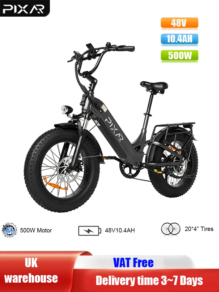 AliExpress NONE PIXAR Ride1 Adult E-Mountain Bike 48V 10.4AH 500W Strong Motor 7 Speed Mechanical Disc Brakes Fat Tire Off Road E-Bike