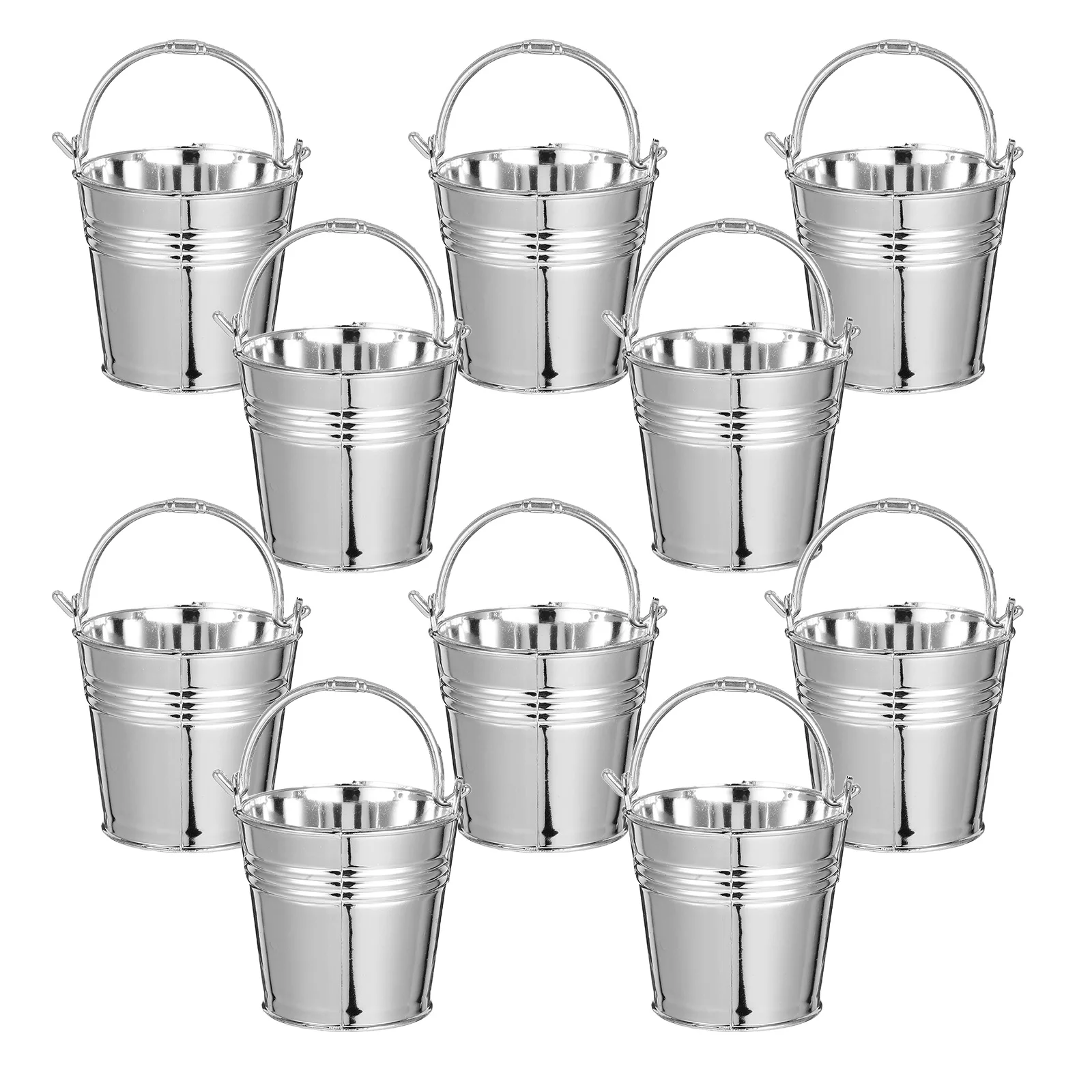 Seau à eau Miniature en plastique, petit seau avec poignée pour enfants, ensemble de cuisine, ustensiles de cuisine en argent, intérieur et extérieur, 10 pièces